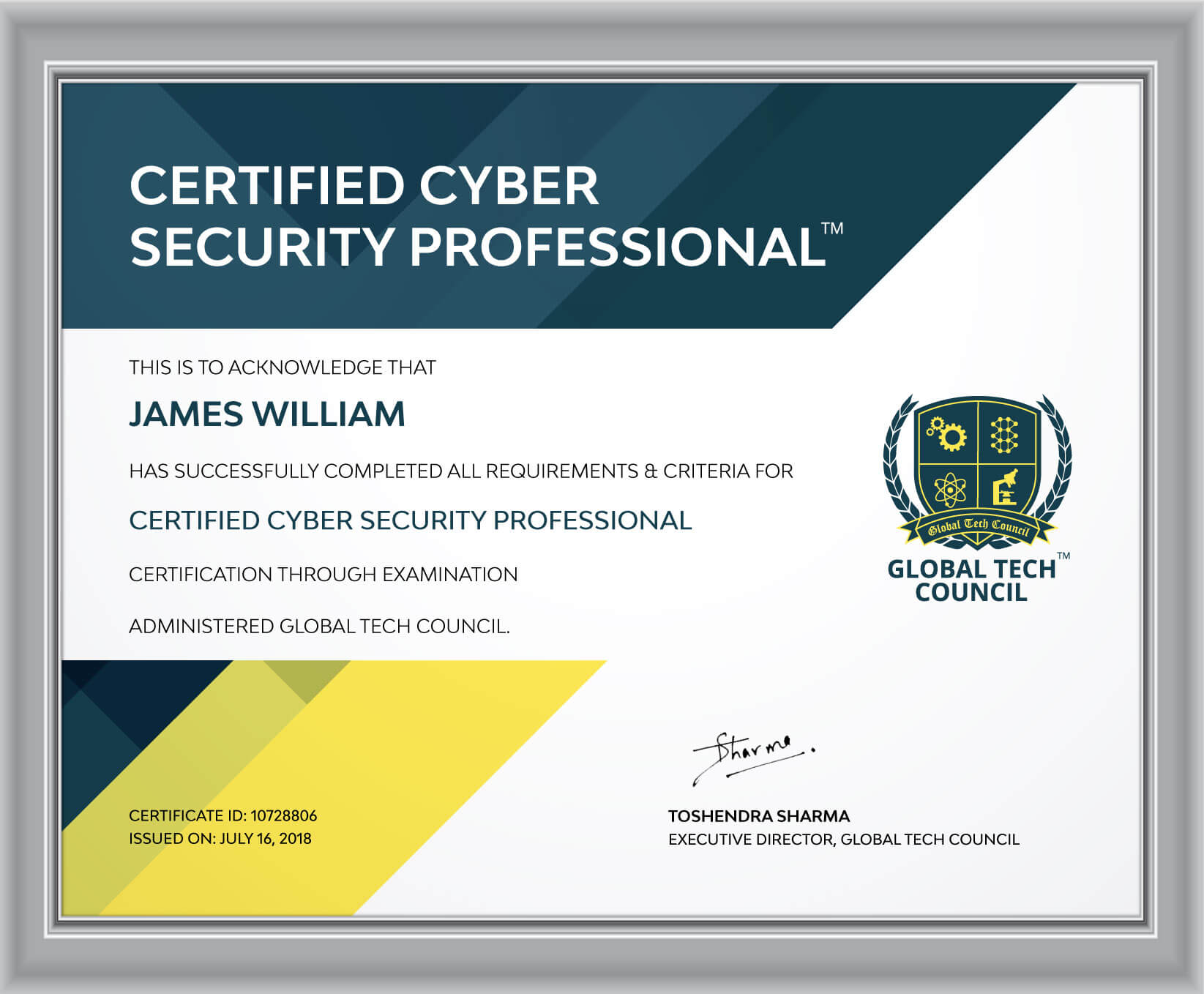 Certified Cybersecurity Professional™| Global Tech Council